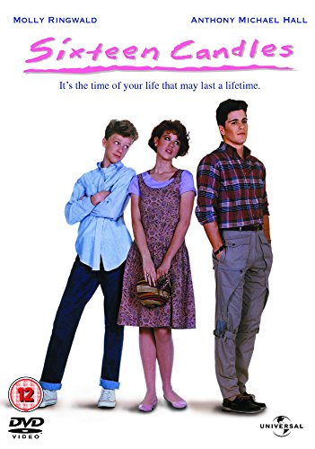 Sixteen Candles" DVD cover featuring Molly Ringwald and two male actors.