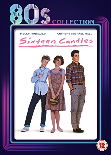 Sixteen Candles" DVD cover featuring Molly Ringwald, Anthony Michael Hall, and a boy.