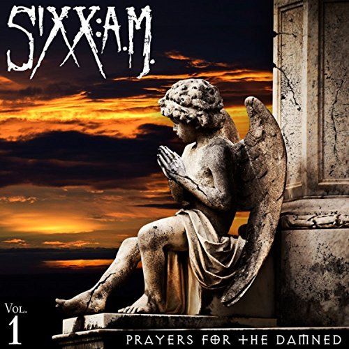 Sixx:A.M. album cover featuring a stone angel against a sunset sky.