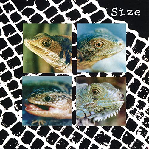 Album cover for Size, featuring four close-up lizard portraits on a grid.