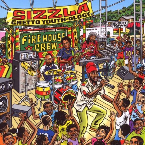 Sizzla album cover: illustrated band performing for a crowd.