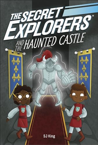 Book cover: two children and a ghostly knight in a castle.