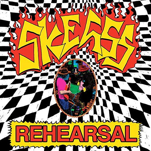 Skegss "Rehearsal" vinyl album cover with psychedelic art and band name.