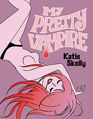Book cover: pink illustration of a vampire with long red hair.