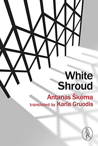 Book with white cover, possibly shroud or fabric design, dark or simple typography.