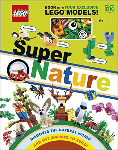 LEGO book cover featuring colorful animal and plant builds, plus mini models.