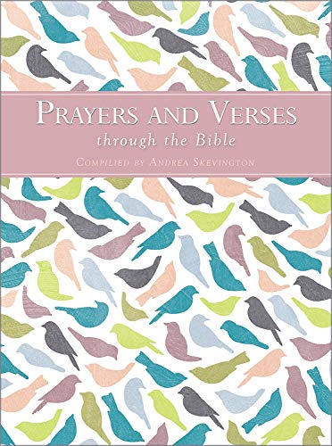 Book cover with bird pattern and title “Prayers and Verses through the Bible.”
