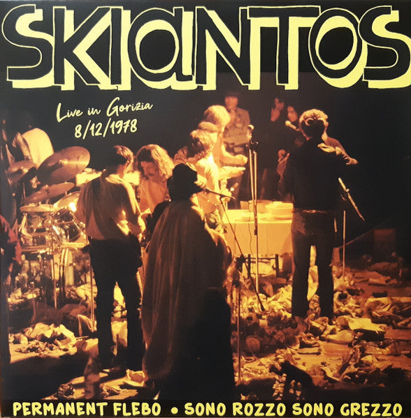 Vintage vinyl record cover for Skiantos’ live album from 1978.