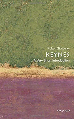 Book cover: "Keynes" by Robert Skidelsky, with abstract green and gold texture.