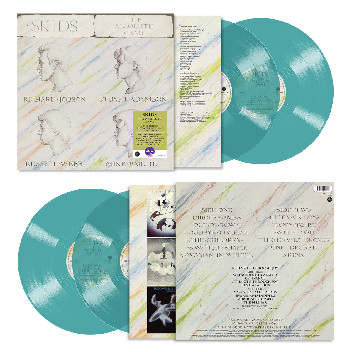 Skids" vinyl record album with light blue records and illustrated cover.