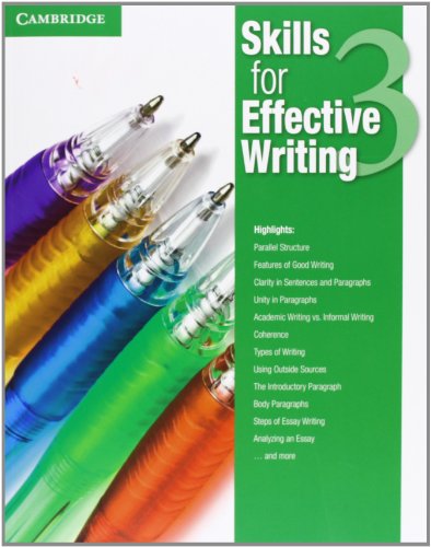 Green textbook cover with colorful pens, titled "Skills for Effective Writing 3".