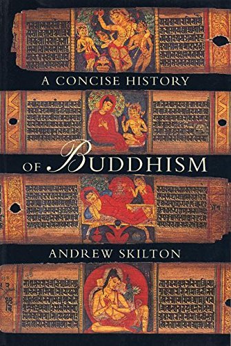 Book cover: “A Concise History of Buddhism” with illustrated panels.