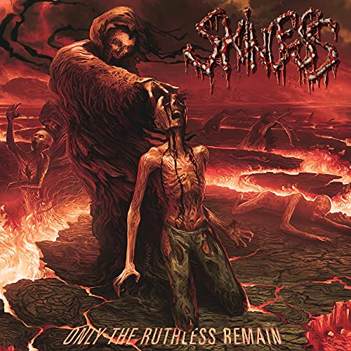 Dark, disturbing album cover with figures in a hellish, fiery landscape.