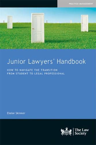Book cover: "Junior Lawyers' Handbook" with doors in a field image.