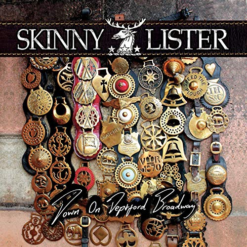 CD cover featuring a collection of brass horse brasses against a stone wall background.