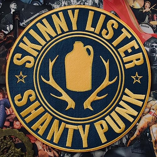 Skinny Lister "Shanty Punk" vinyl record patch with a jug and antlers.