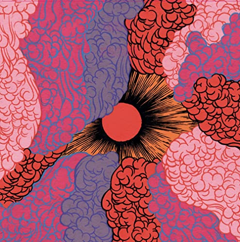 Abstract record cover with swirling pink, purple, and orange patterns.
