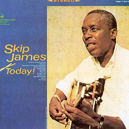 Skip James album cover, portrait of musician with guitar.