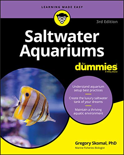 Book cover: “Saltwater Aquariums For Dummies” with a butterflyfish image.