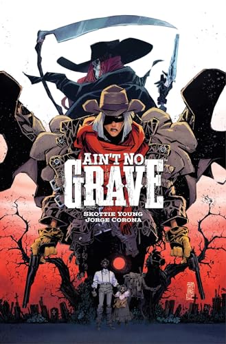 Comic book cover: two figures with guns, a reaper, and a graveyard.