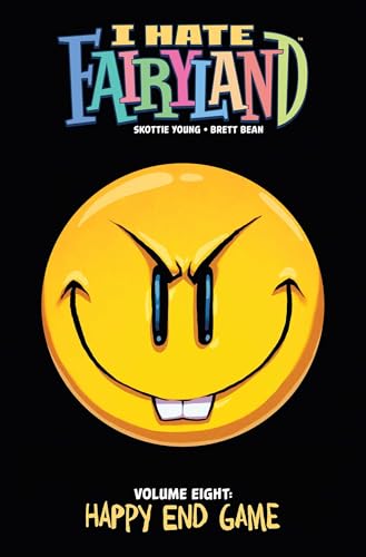 Comic book cover: angry smiley face on a black background.