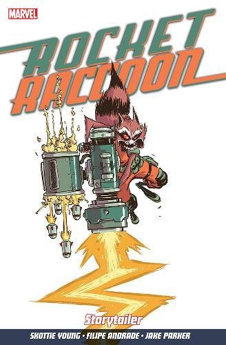 Rocket Raccoon comic book cover, raccoon piloting a robotic suit.