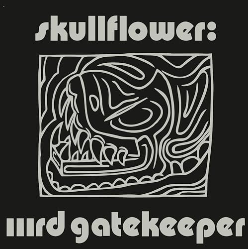 Black album cover with a silver, stylized skull-like floral illustration.