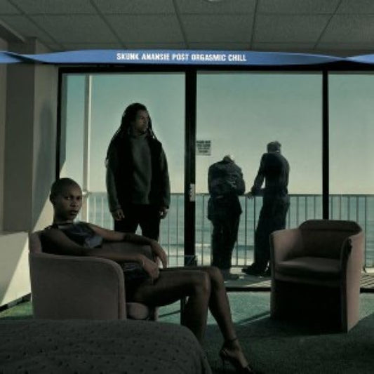 Skunk Anansie album cover: people on a balcony overlooking the ocean.