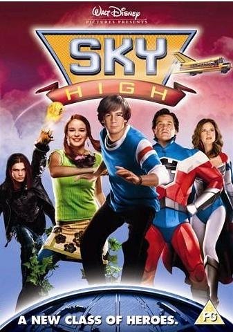 DVD cover art for Sky High featuring a group of young and adult superheroes.