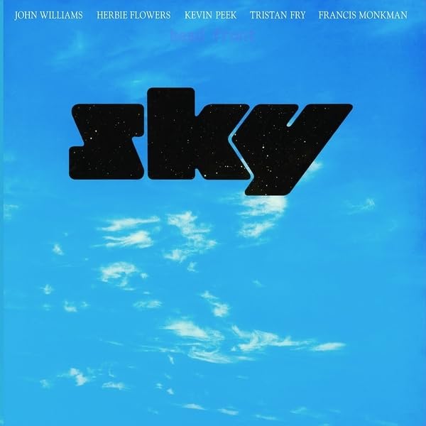 Vinyl record cover for “Sky” with blue sky and bold black text.