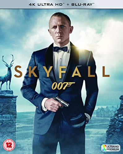Skyfall Blu-ray cover featuring Daniel Craig as James Bond in a tuxedo.