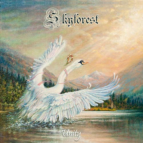 CD cover: a white swan flying over mountains and a lake.