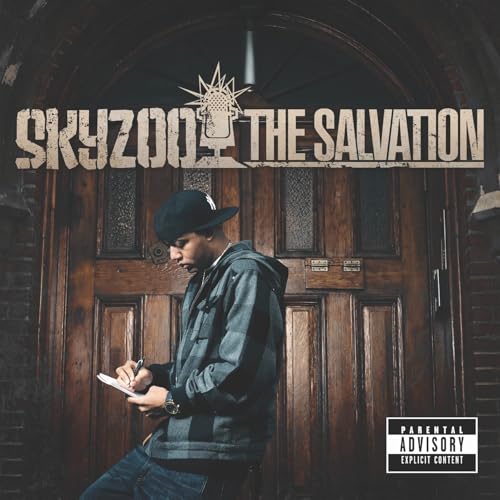 Skyzoo album cover: rapper writing in a notebook before a wooden door.