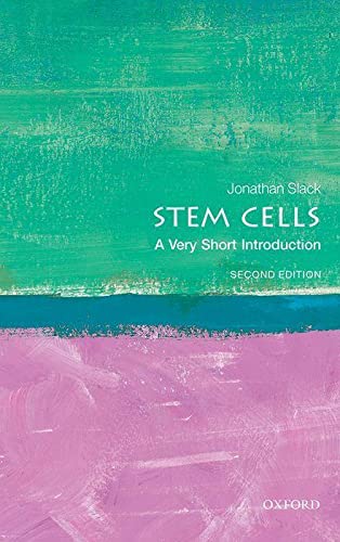 Book cover: "Stem Cells" by Jonathan Slack, with abstract green and pink paint.