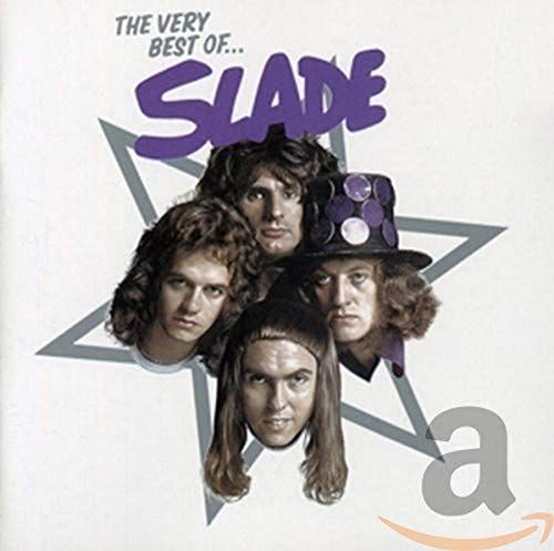 Album cover featuring the four members of Slade in front of a grey star.