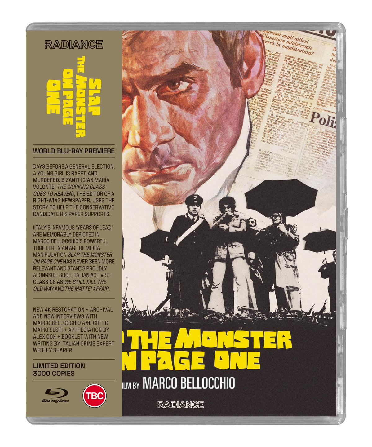 Blu-ray cover for "Slap the Monster on Page One" featuring a man and newspaper.