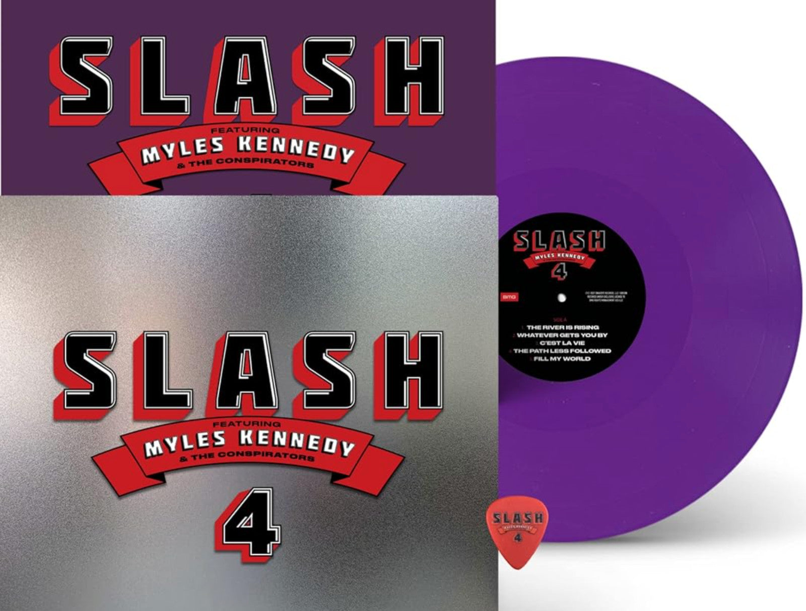 “Slash & Myles Kennedy And The Conspirators” vinyl record and guitar pick.