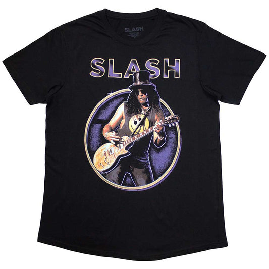 A purple unisex t-shirt featuring a circular graphic design on the front.