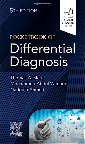 Blue medical reference book, "Pocketbook of Differential Diagnosis," 5th edition.