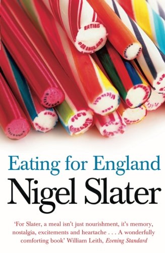 Book cover with colorful striped rock candy and title "Eating for England".