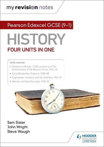 GCSE History revision notes book with a pocket watch on top.