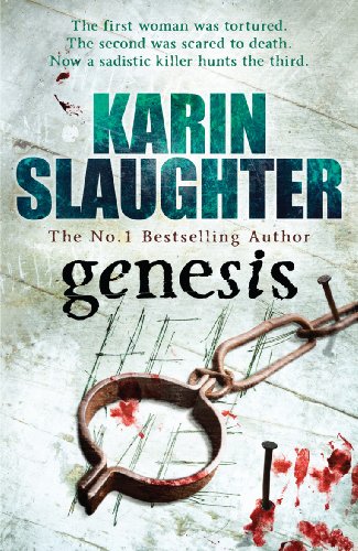 Book cover: "Genesis" by Karin Slaughter, featuring shackles and blood splatters.
