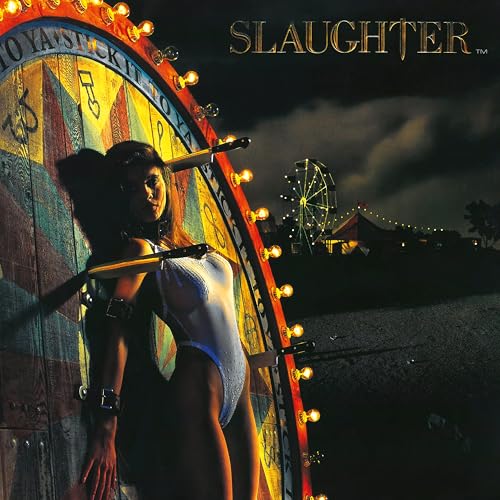 Album cover for Slaughter’s “Stick It To Ya” featuring a woman and carnival.