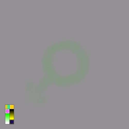Gray vinyl record with colorful geometric shapes on the cover.