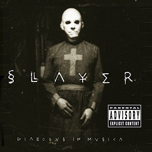 Slayer album cover: a pale, masked figure in religious garb.