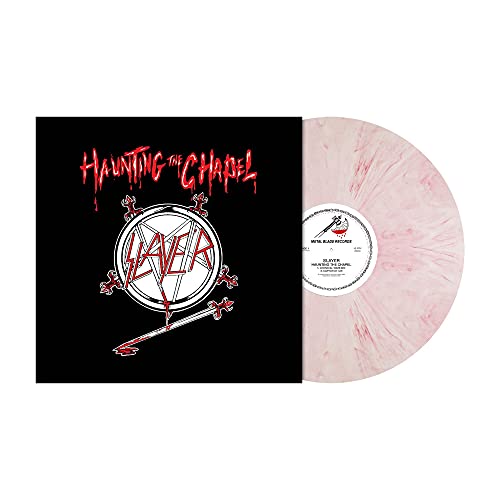 Slayer "Haunting The Chapel" vinyl record, red and white marbled.
