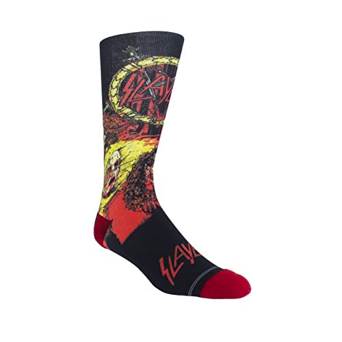 Black crew sock with Slayer’s “Repentless” album art design and red toe.