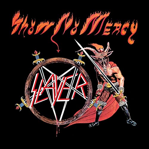 Slayer album cover: demonic figure with swords, pentagram, and fiery text.