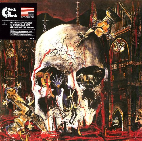 Slayer South of Heaven vinyl cover art featuring a large skull and gothic imagery.