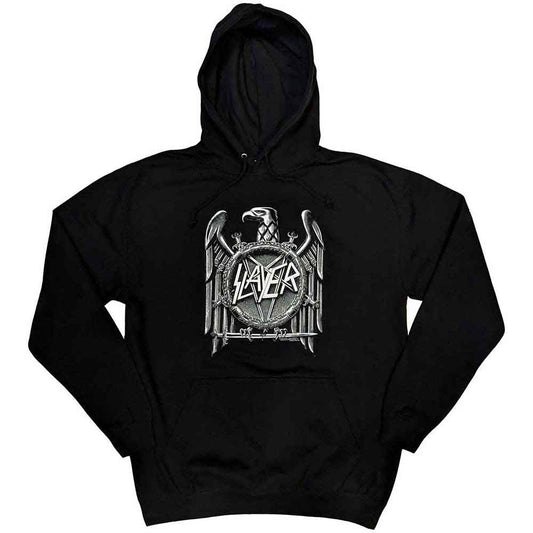 Black pullover hoodie with a large, high-contrast white eagle graphic.